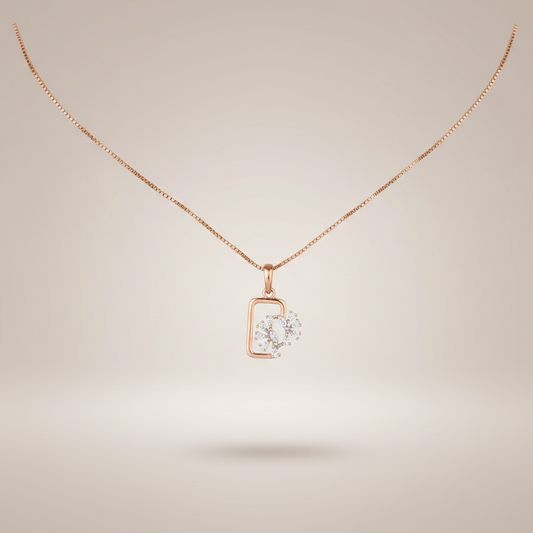 Modern Floral Frame Lab Grown Diamond Necklace