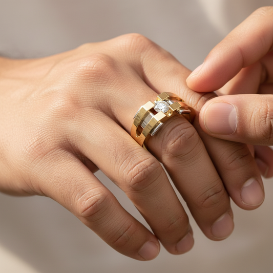 NovaLink Round Moissanite Two-Tone Gold Luxury Ring