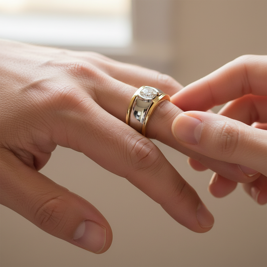 Luxury Two-Tone Gold Round Moissanite Diamond Ring