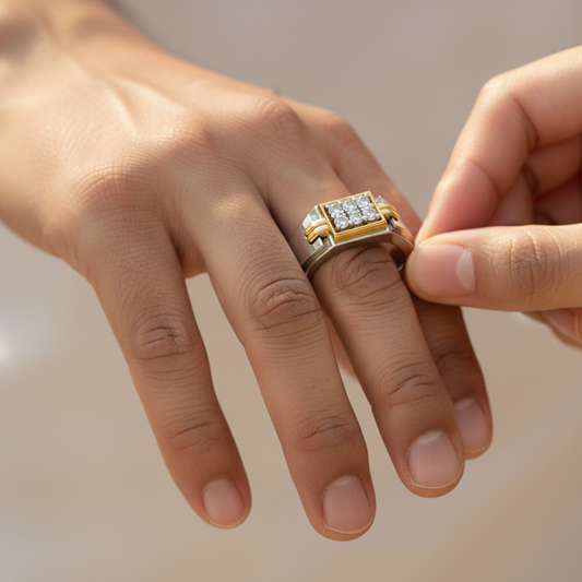 Executive Two Tone Moissanite Diamond Mens Ring