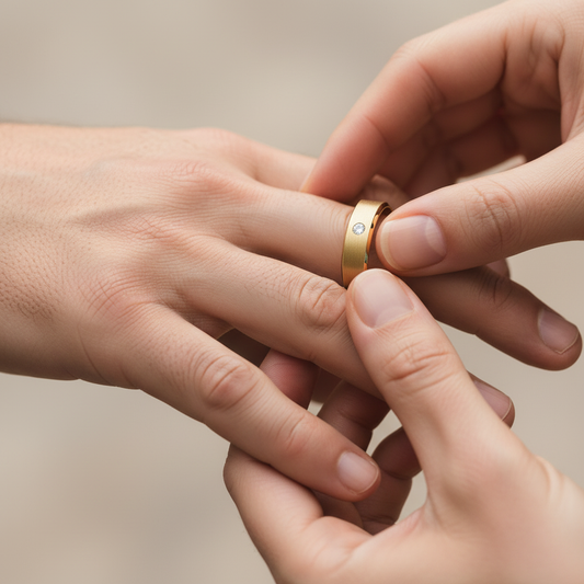 Bezel Set Lab Grown Diamond Brushed Gold Band (Copy)