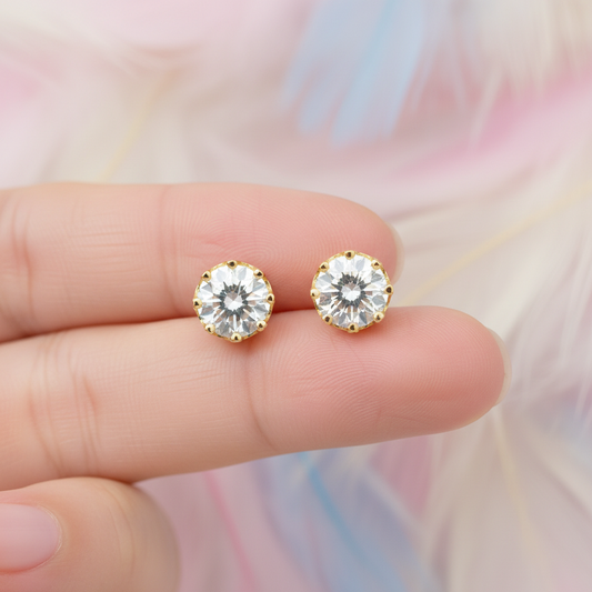 Hidden Halo Heart Prong Moissanite Diamond Stud