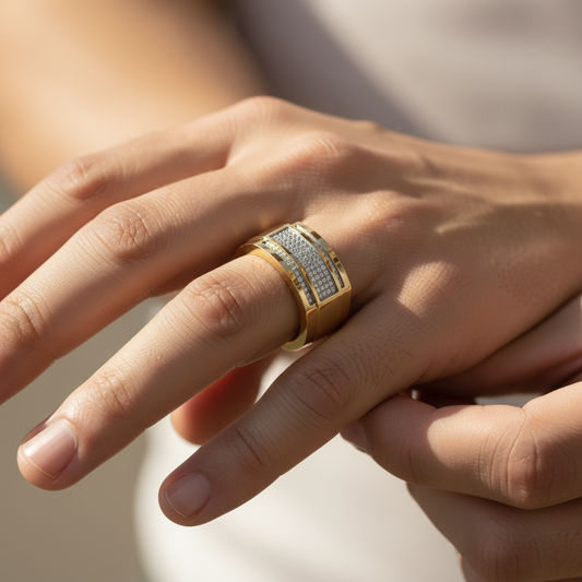 Celvion Lab Grown Diamond Panel Gold Designer Band