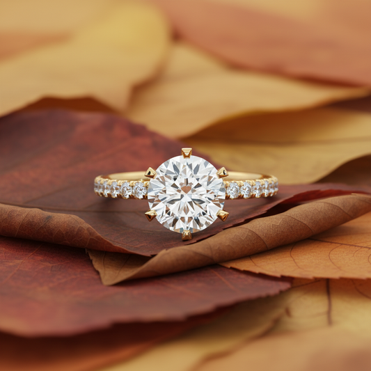 Round Cut Moissanite Diamond Halo Engagement Ring