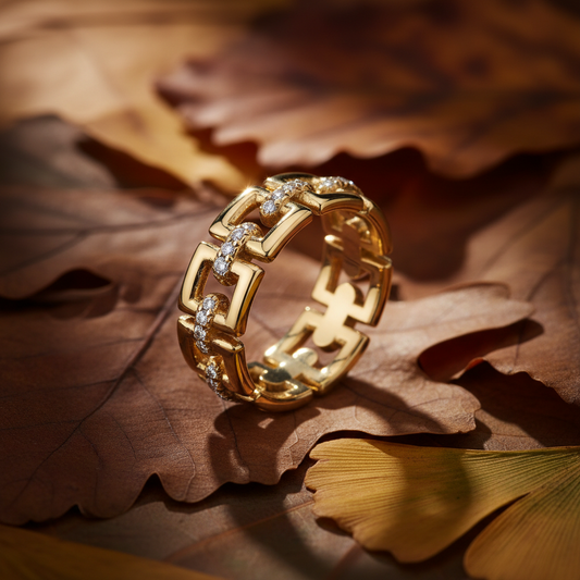 Modern Link Moissanite Diamond Statement Band