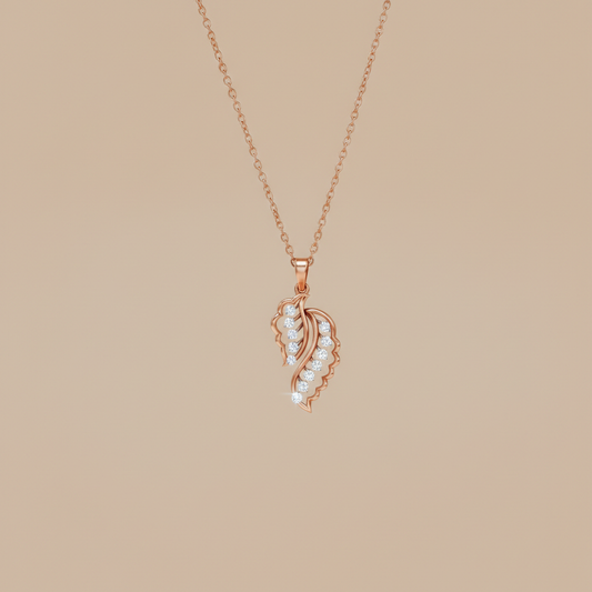 Angel Wing Lab Grown Diamond Heart Pendant Necklace