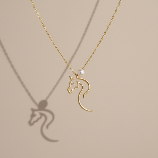 Noble Crest Equine Round Moissanite Diamond Necklace