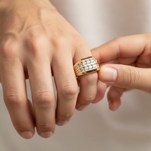 Aurex Double-Row Moissanite Diamond Gold Ring