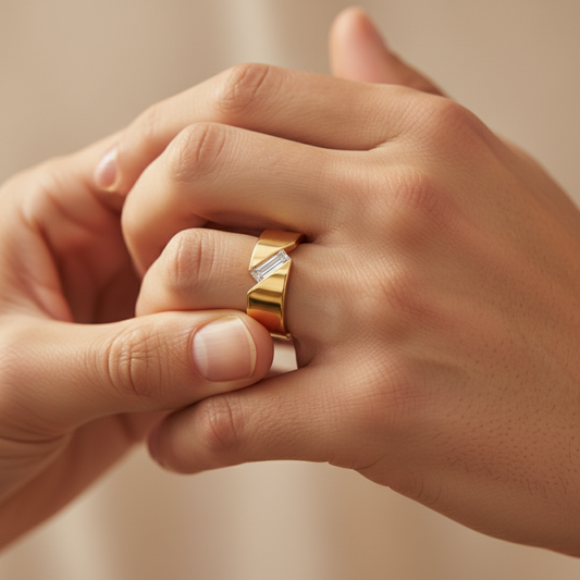 Golden Edge Baguette Lab Grown Diamond Ring