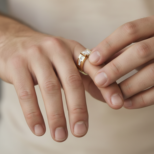 Elegant Princess Cut Moissanite Diamond Gold Ring