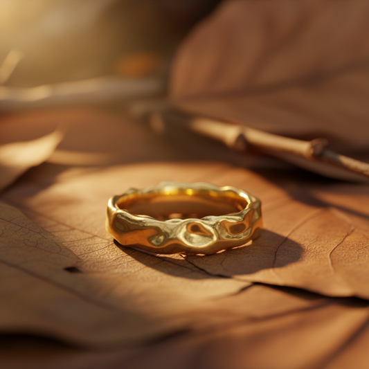 Matte Melted Gold Organic Texture Band