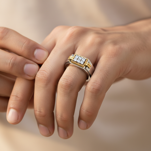 Premium Two Tone Lab Grown Diamond Mens Ring