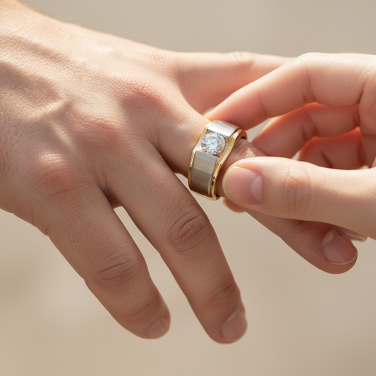 Premium Two-Tone Gold Lab Grown Diamond Signet Ring