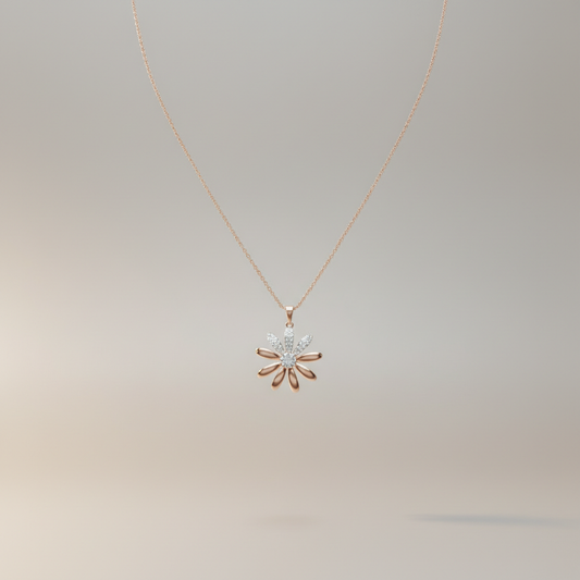 Contemporary Gold Blossom Moissanite Diamond Pendant