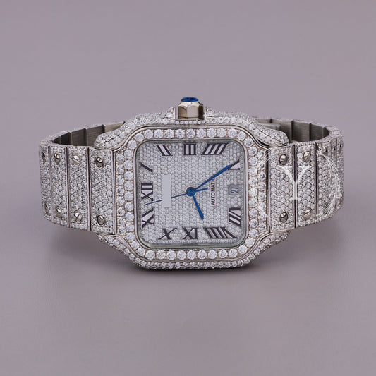 41mm square iced out Moissanite watch mens luxury