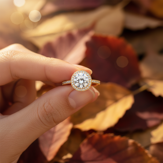 Round Moissanite Diamond Channel Set Wedding Ring