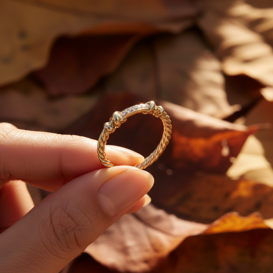 Elegant Rope Lab Grown Diamond Stack Band