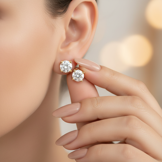 Sleek Cup Setting Round Cut Lab Grown Diamond Stud