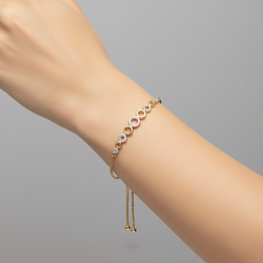 Elegant Circle Round Cut Moissanite Diamond Bracelet