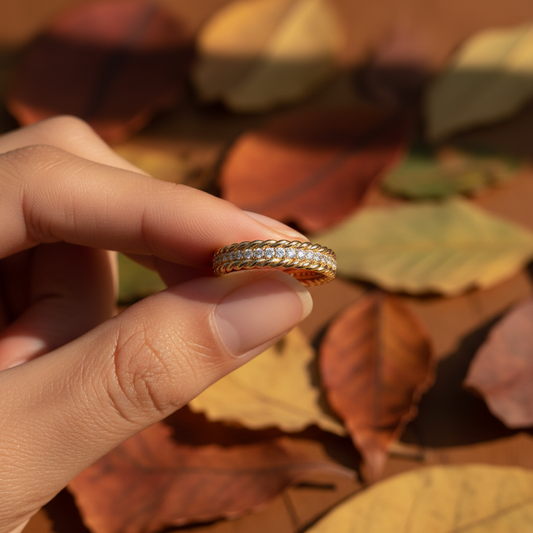 Valora Rope Lab Grown Diamond Gold Wedding Band