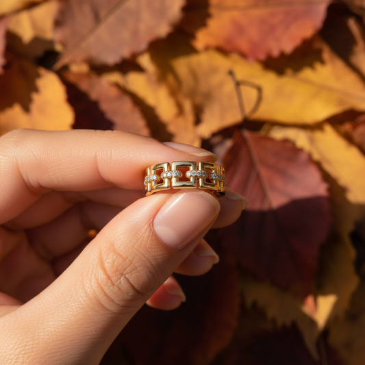 Geometric Link Lab Grown Diamond Statement Ring