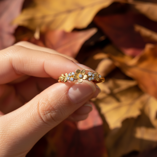 Round Cut Moissanite Flower Love Band VVS | Yana Jewels