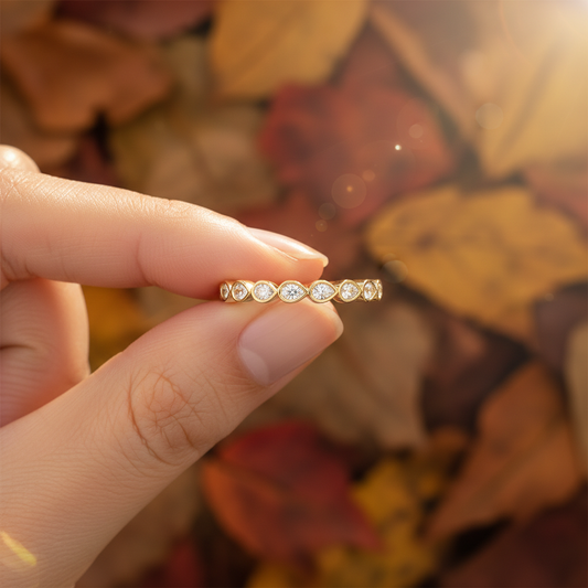 Elysian Pear Bezel Lab Grown Diamond Gold Ring