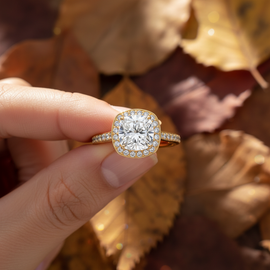 Cushion Cut Moissanite Diamond Channel Set Wedding Ring