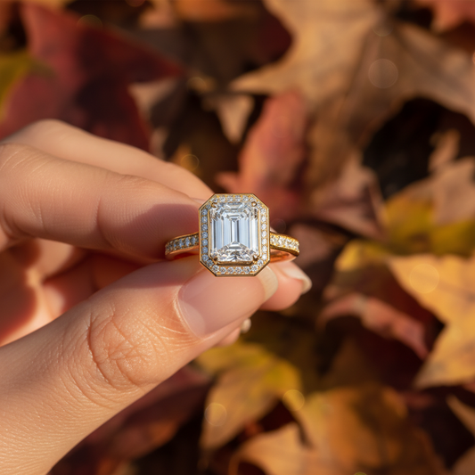 Emerald Cut Moissanite Channel Set Wedding Ring