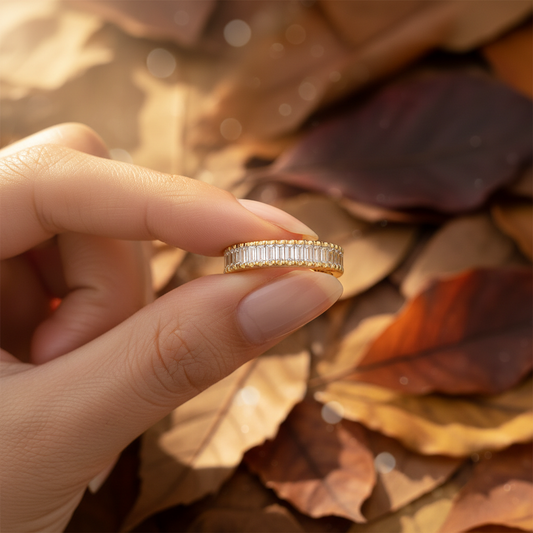 Yellow Gold Baguette Lab Grown Diamond Eternity Band