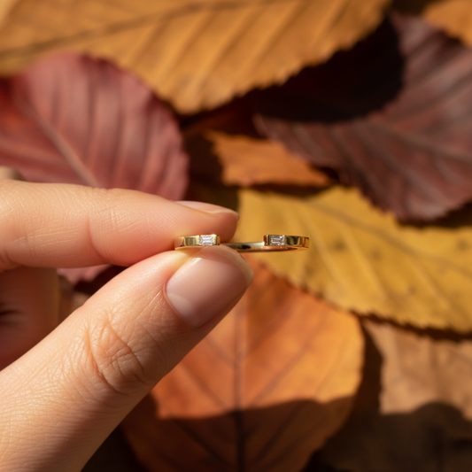 Baguette Cut Moissanite Diamond Accent Open Band