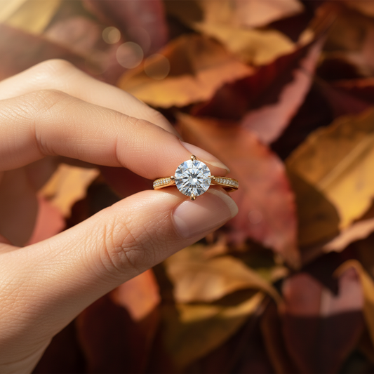 Round Cut Moissanite Diamond Channel Set wedding ring