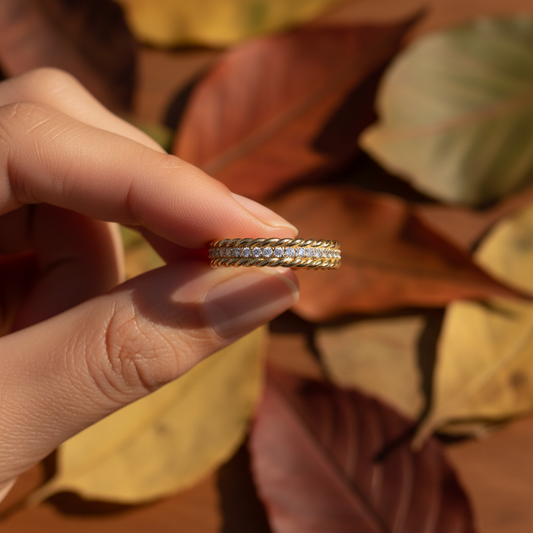 Rope Texture Moissanite Diamond Stack Band