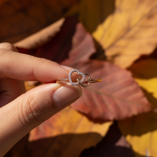 Round Cut Lab Grown Diamond Twin Heart Proposal Ring