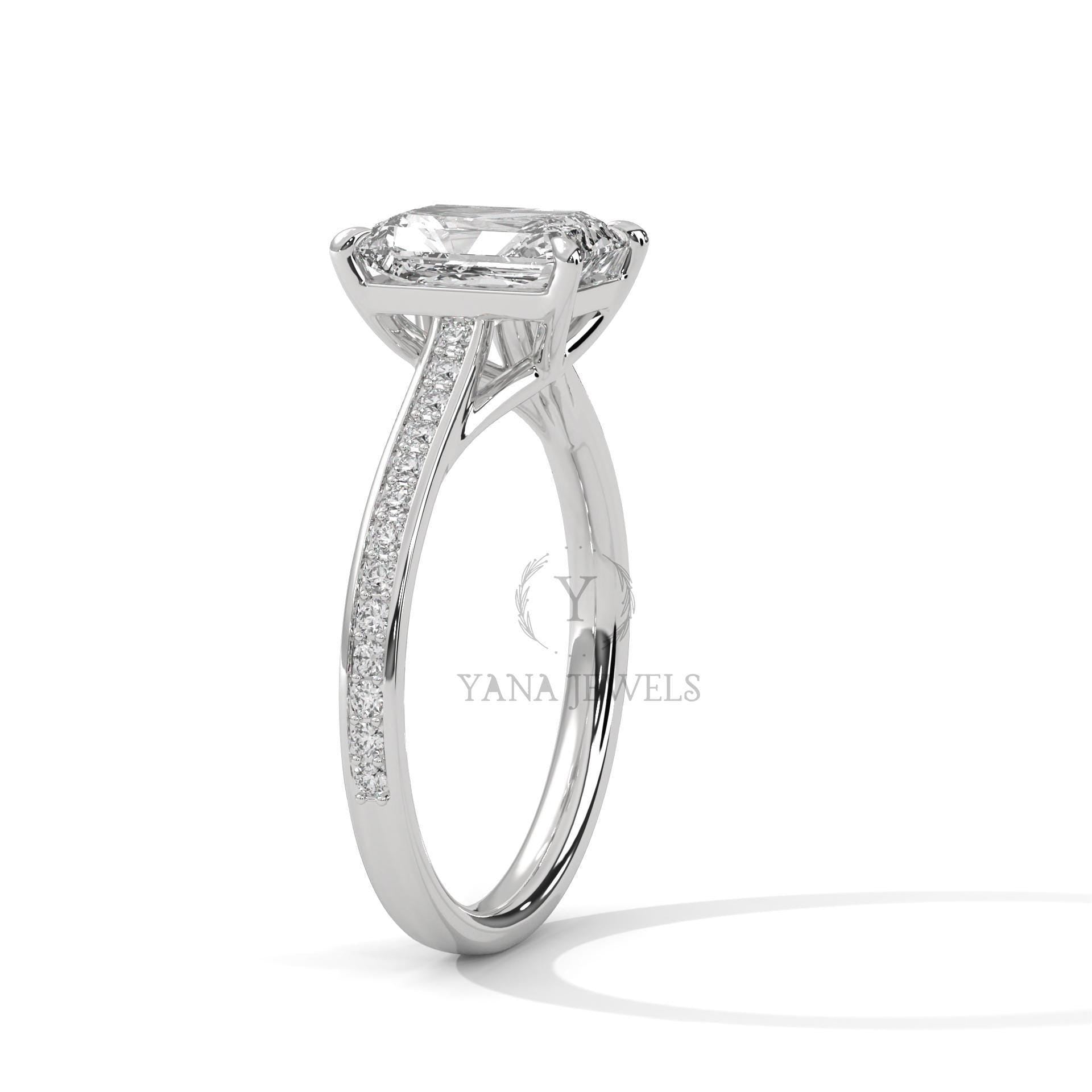 Elegant Emerald Cut Moissanite Engagement Ring