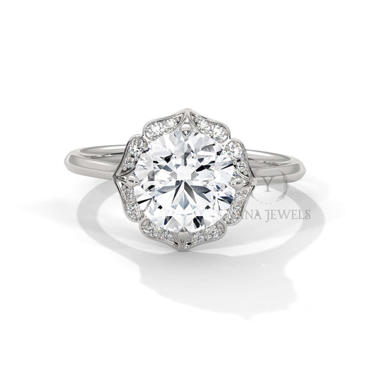Lab Grown Diamond Halo Engagement Ring