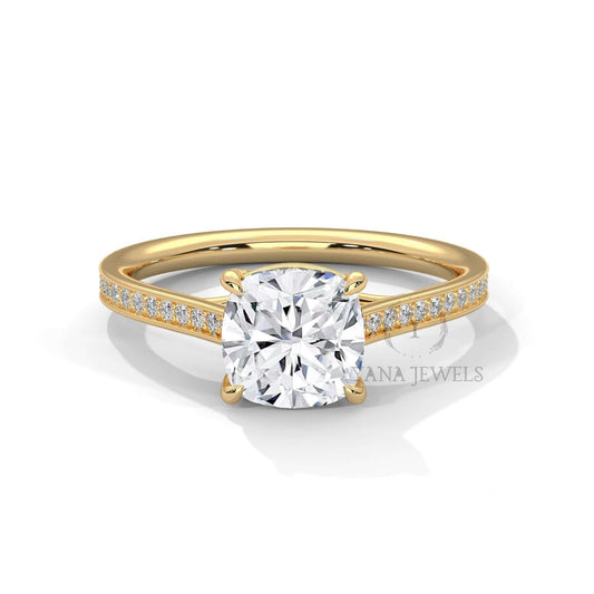 Cushion Cut Moissanite Engagement Ring