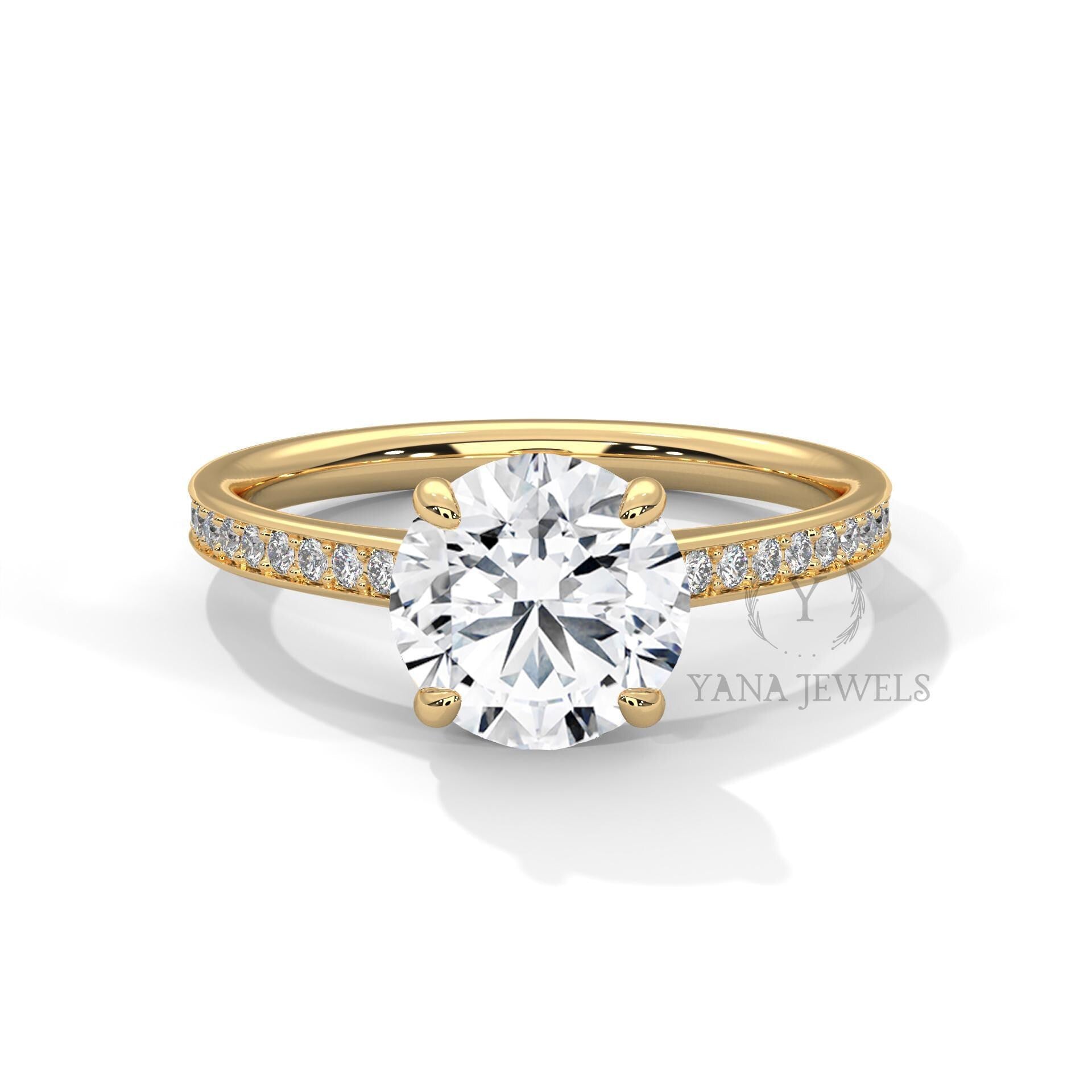 Round Lab Grown Diamond Solitaire Engagement Ring