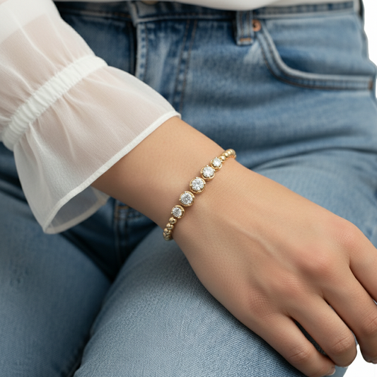 Bezel Set Round Cut Lab Grown Diamond Bracelet