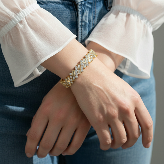 Luxury Baguette & Round Lab Grown Diamond Tennis Bracelet