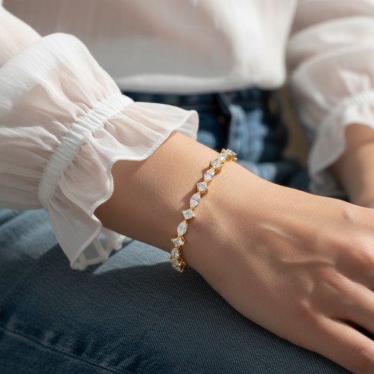 Marquise & Princess Lab Grown Diamond Tennis Bracelet