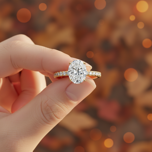 3.00 CT Oval Moissanite Diamond Hidden Halo Bridal Ring