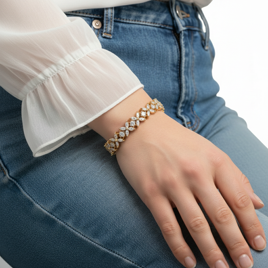 Round & Marquise Flower Lab Grown Diamond Tennis Bracelet