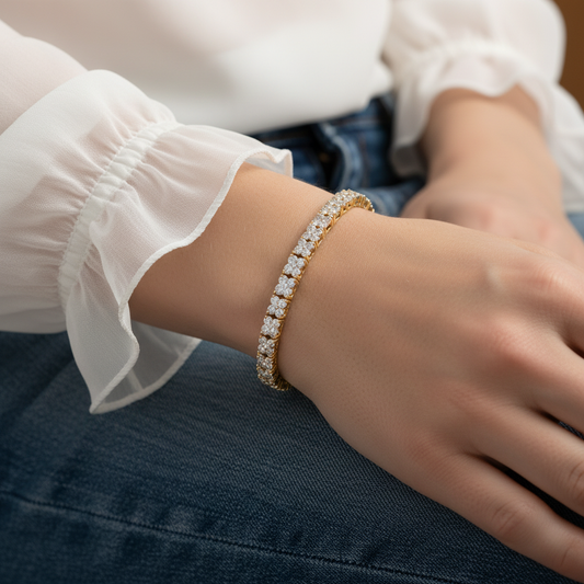 Luxury Floral Moissanite Diamond Tennis Bracelet
