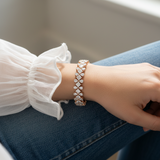 3 Row Fancy Cut Moissanite Diamond Tennis Bracelet