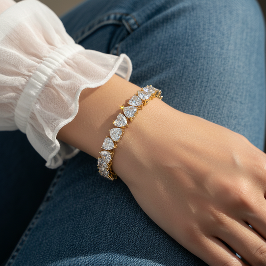 Heart Cut Moissanite Diamond Tennis Bracelet
