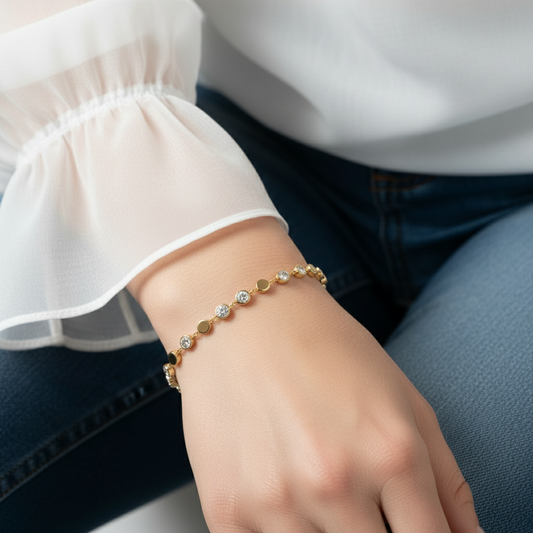 Elegant Round Cut Lab Grown Diamond Station Bracelet