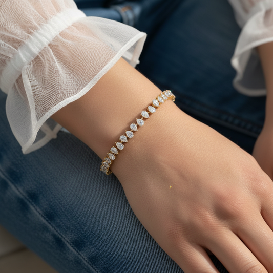 Pear Cut Lab Grown Diamond Tennis Bracelet
