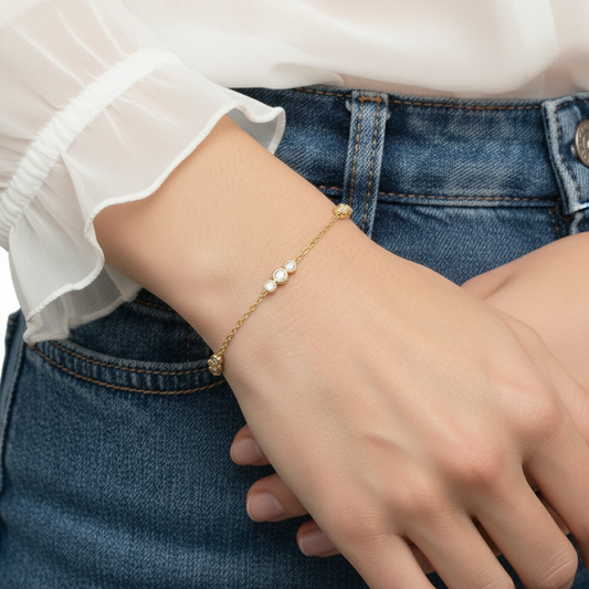 Classic Bezel Round Cut Moissanite Diamond Bracelet