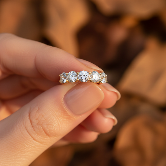 Round Cut Moissanite Diamond Eternity Ring